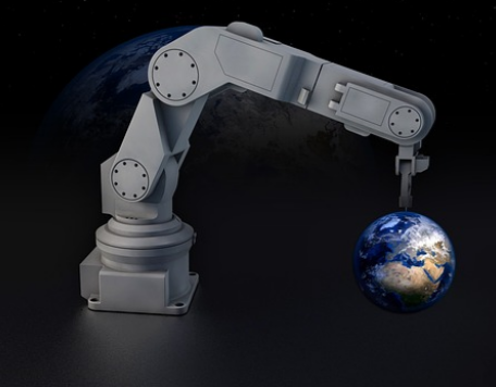 Robot hand and earth
